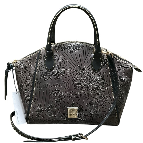 Dooney & Bourke Handbags - Dooney & Bourke Black Embossed Satchel Disney Aulani NWT
